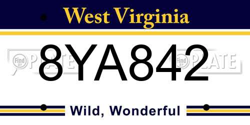 8YA842 West Virginia License Plate