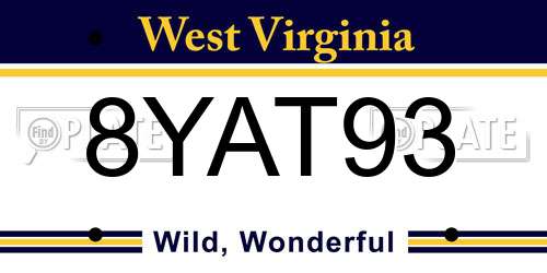 8YAT93 West Virginia License Plate