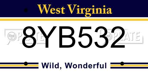 8YB532 West Virginia License Plate