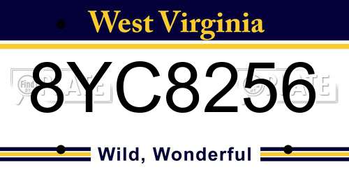 8YC8256 West Virginia License Plate