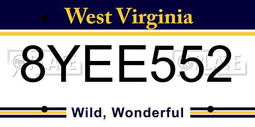 8YEE552 West Virginia License Plate