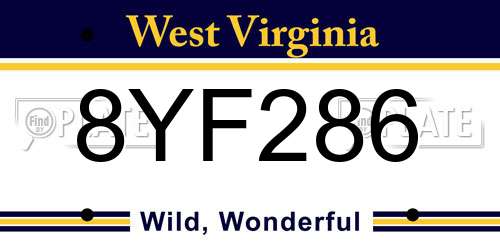 8YF286 West Virginia License Plate