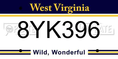 8YK396 West Virginia License Plate