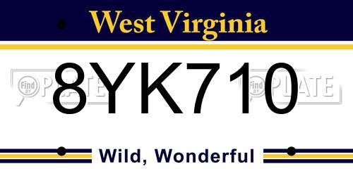 8YK710 West Virginia License Plate