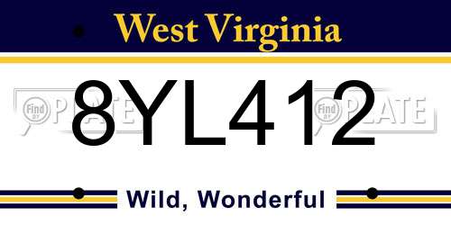 8YL412 West Virginia License Plate