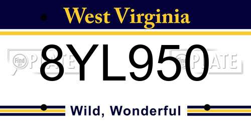8YL950 West Virginia License Plate