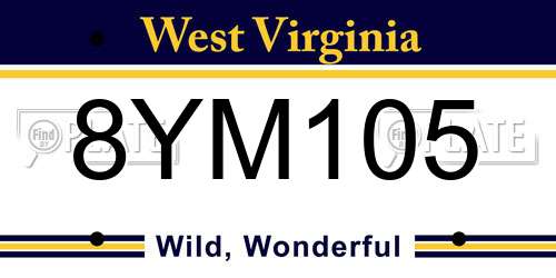 8YM105 West Virginia License Plate
