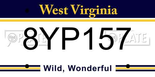 8YP157 West Virginia License Plate