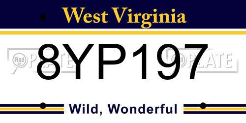 8YP197 West Virginia License Plate