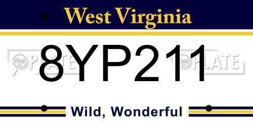 8YP211 West Virginia License Plate