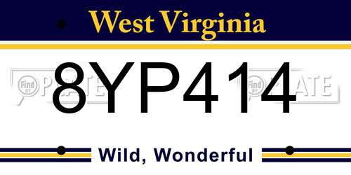 8YP414 West Virginia License Plate