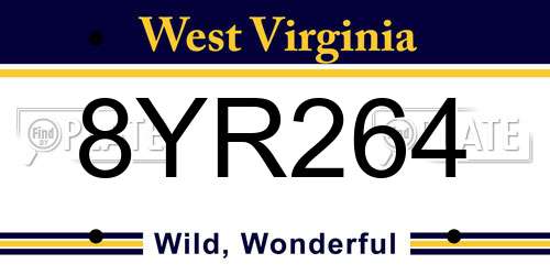 8YR264 West Virginia License Plate