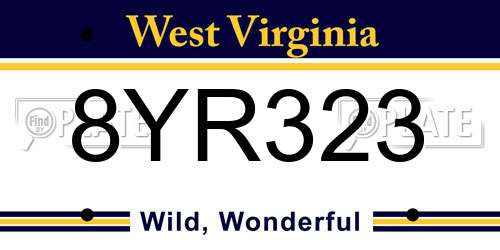 8YR323 West Virginia License Plate