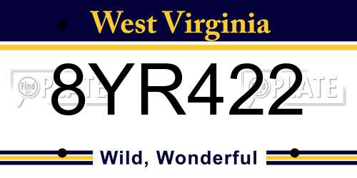 8YR422 West Virginia License Plate