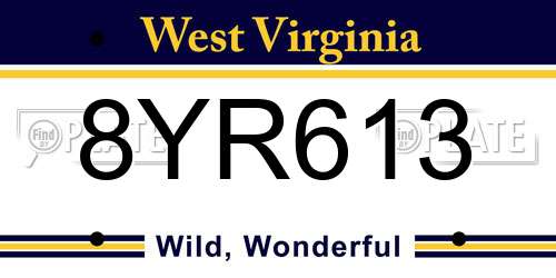 8YR613 West Virginia License Plate