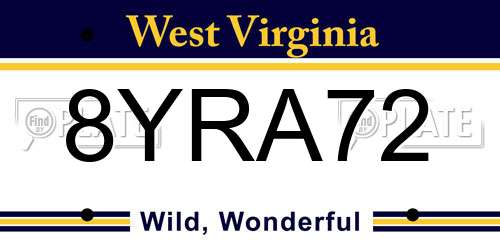 8YRA72 West Virginia License Plate