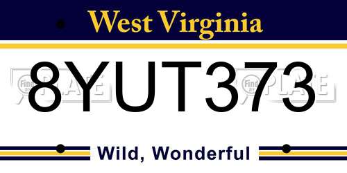 8YUT373 West Virginia License Plate