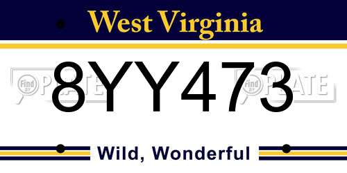8YY473 West Virginia License Plate