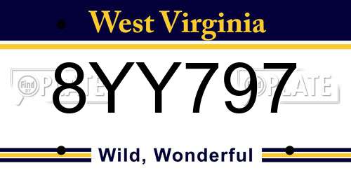 8YY797 West Virginia License Plate