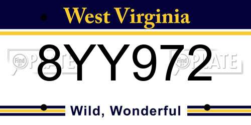 8YY972 West Virginia License Plate