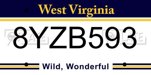 8YZB593 West Virginia License Plate