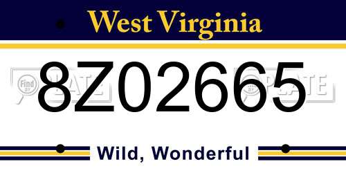 8Z02665 West Virginia License Plate