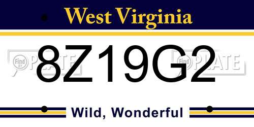 8Z19G2 West Virginia License Plate