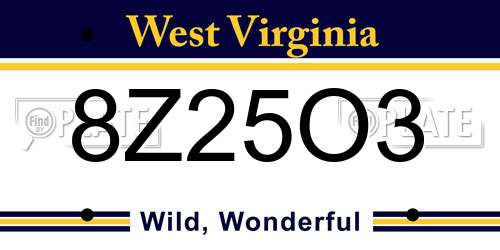 8Z25O3 West Virginia License Plate
