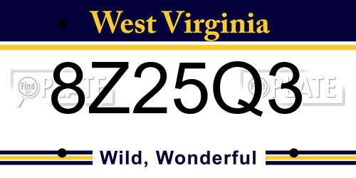 8Z25Q3 West Virginia License Plate