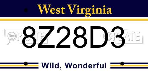 8Z28D3 West Virginia License Plate