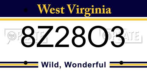 8Z28O3 West Virginia License Plate