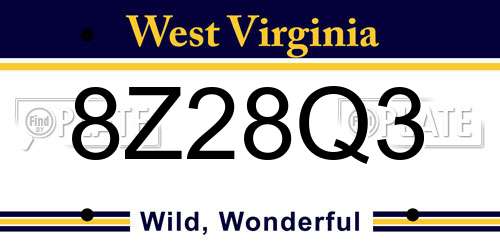 8Z28Q3 West Virginia License Plate