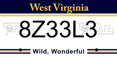 8Z33L3 West Virginia License Plate