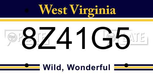 8Z41G5 West Virginia License Plate