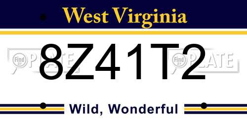 8Z41T2 West Virginia License Plate