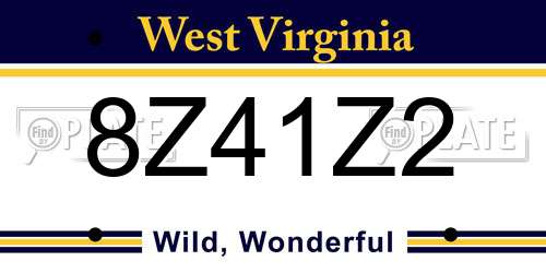 8Z41Z2 West Virginia License Plate