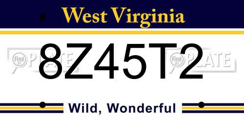 8Z45T2 West Virginia License Plate