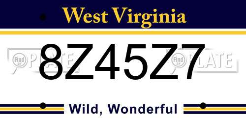8Z45Z7 West Virginia License Plate