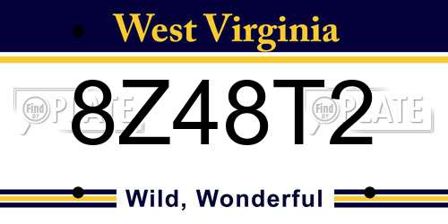 8Z48T2 West Virginia License Plate