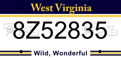 8Z52835 West Virginia License Plate