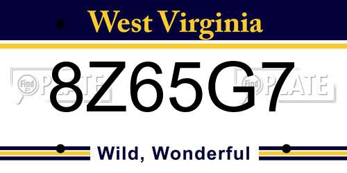 8Z65G7 West Virginia License Plate