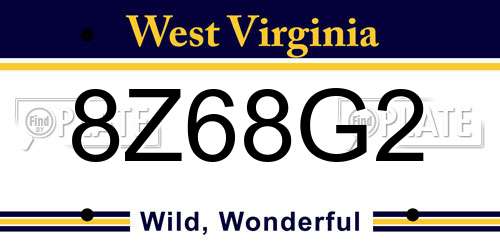 8Z68G2 West Virginia License Plate