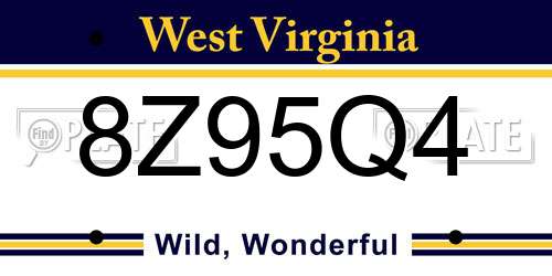 8Z95Q4 West Virginia License Plate