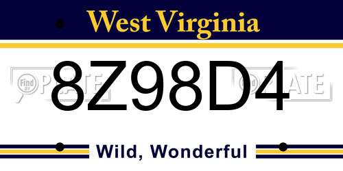 8Z98D4 West Virginia License Plate