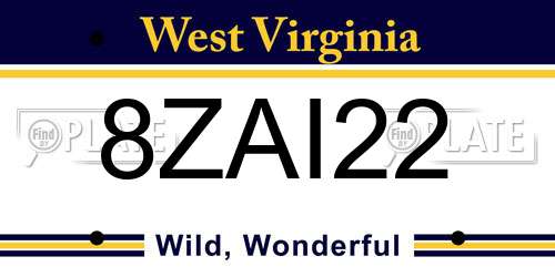 8ZAI22 West Virginia License Plate