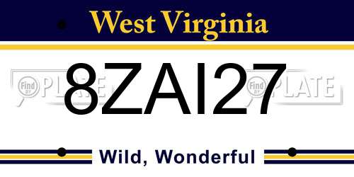 8ZAI27 West Virginia License Plate
