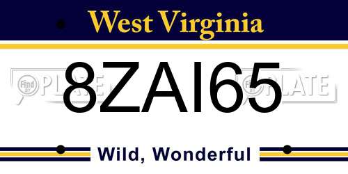 8ZAI65 West Virginia License Plate