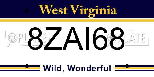 8ZAI68 West Virginia License Plate