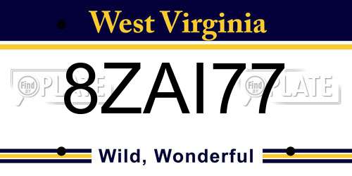 8ZAI77 West Virginia License Plate