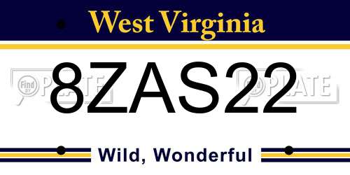 8ZAS22 West Virginia License Plate